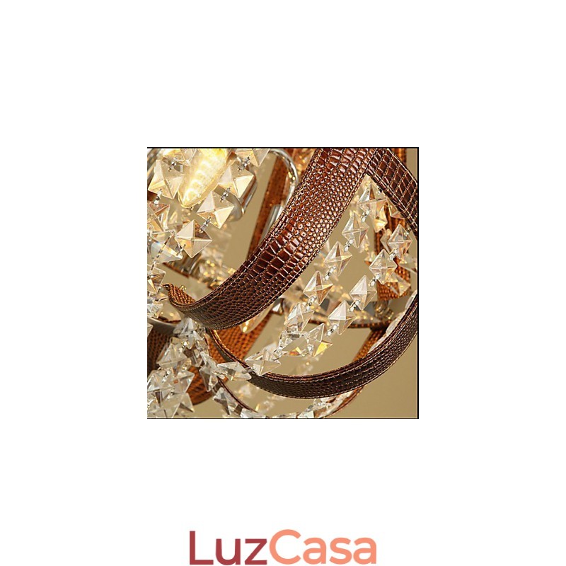 Pós-moderno luxo couro cristal criativo lustre lron
