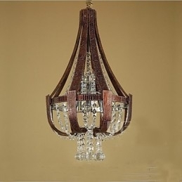 Pós-moderno luxo couro cristal criativo lustre lron