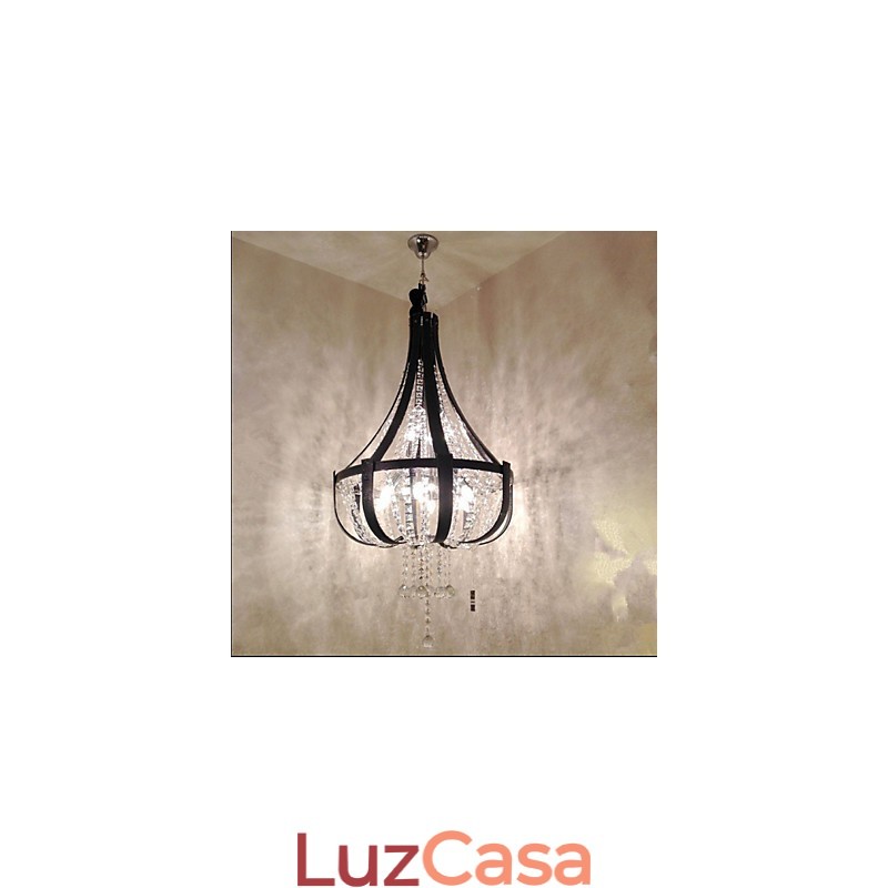 Pós-moderno luxo couro cristal criativo lustre lron