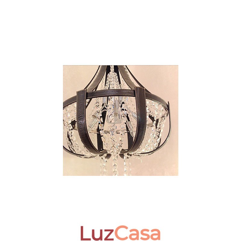 Pós-moderno luxo couro cristal criativo lustre lron