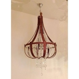 Pós-moderno luxo couro cristal criativo lustre lron