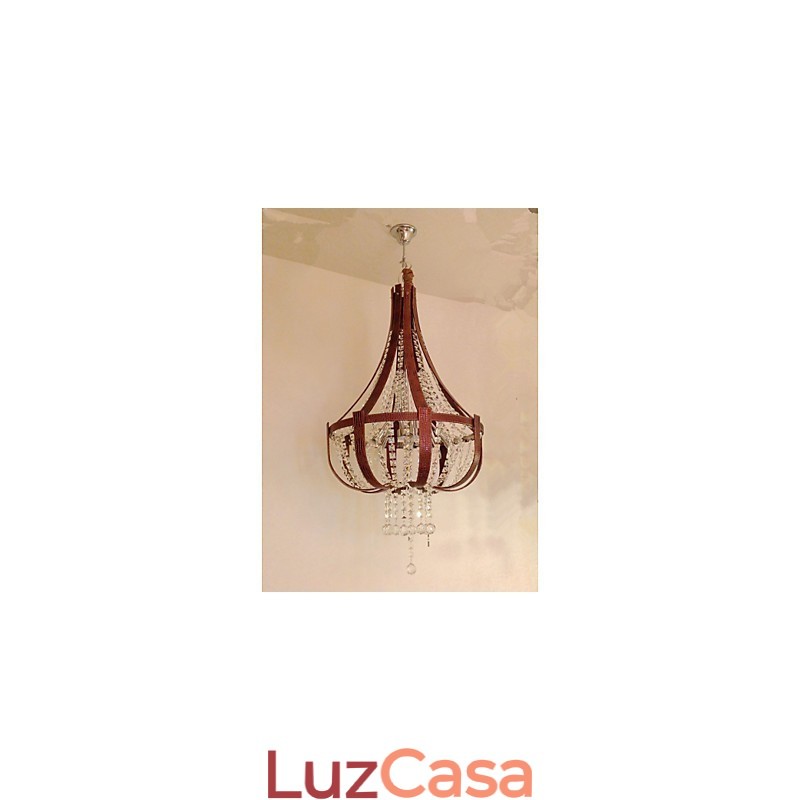 Pós-moderno luxo couro cristal criativo lustre lron