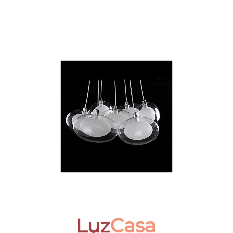 Luminária pendente moderna contemporânea em metal cromado