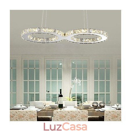 Luminária pendente contemporânea de cristal cromado em metal Luminária pendente contemporânea de cristal cromado em metal