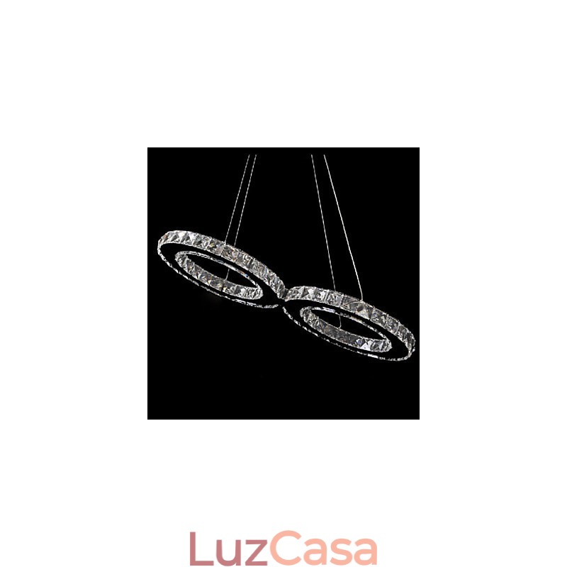 Luminária pendente contemporânea de cristal cromado em metal