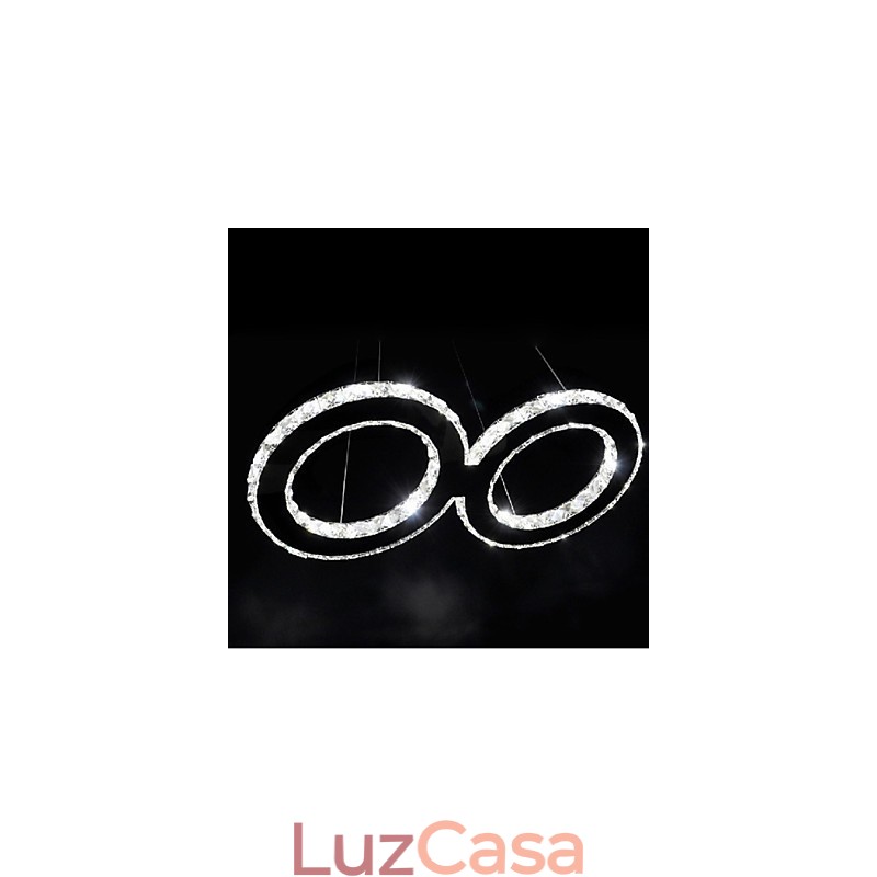 Luminária pendente contemporânea de cristal cromado em metal