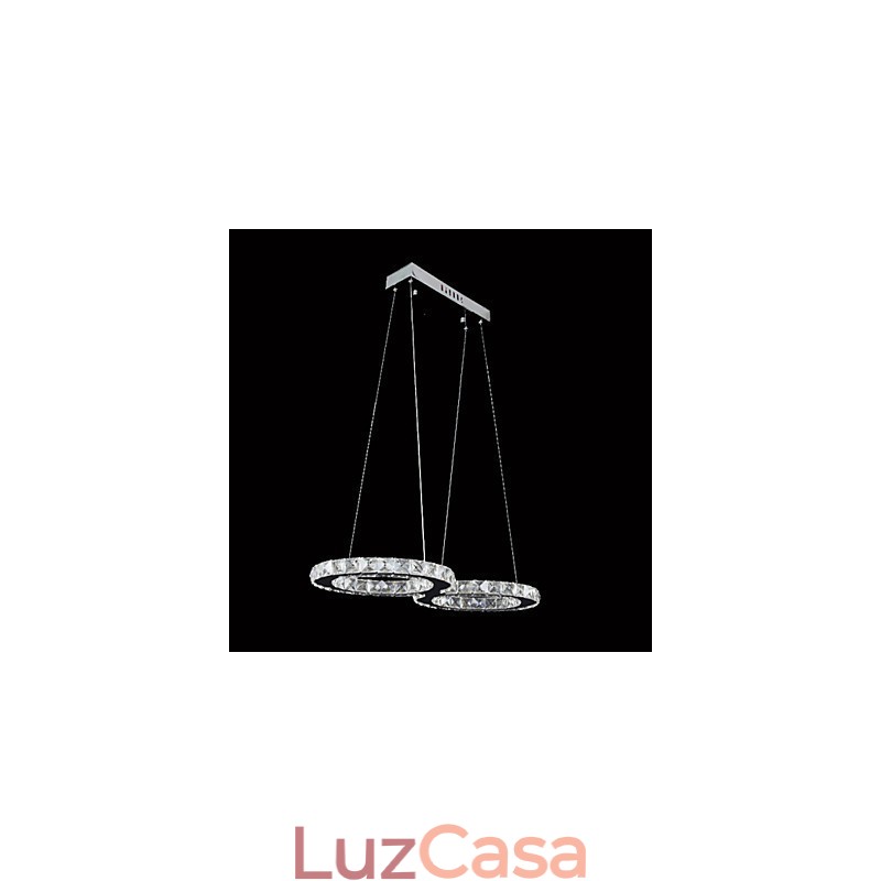 Luminária pendente contemporânea de cristal cromado em metal
