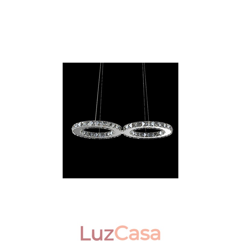 Luminária pendente contemporânea de cristal cromado em metal