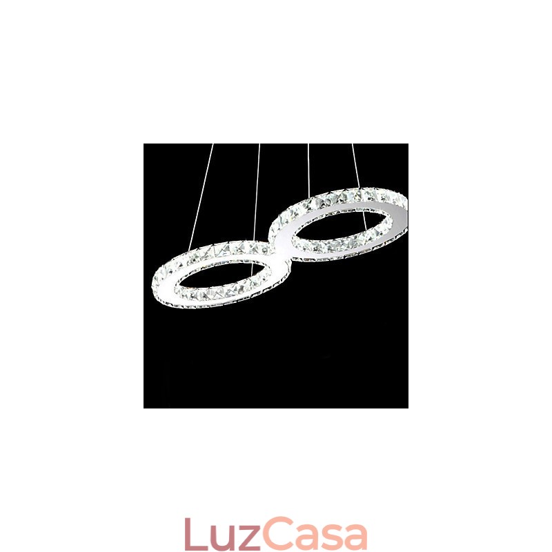 Luminária pendente contemporânea de cristal cromado em metal