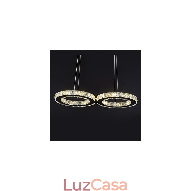 Luminária pendente contemporânea de cristal cromado em metal