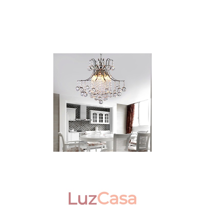 Luminária pendente de luxo moderna em cristal com 6 luzes