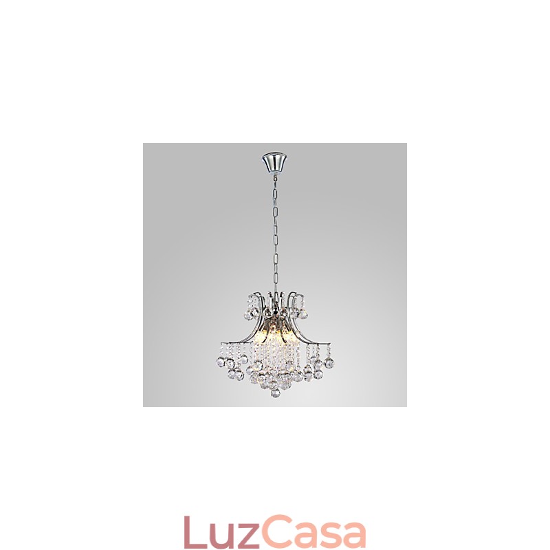 Luminária pendente de luxo moderna em cristal com 6 luzes