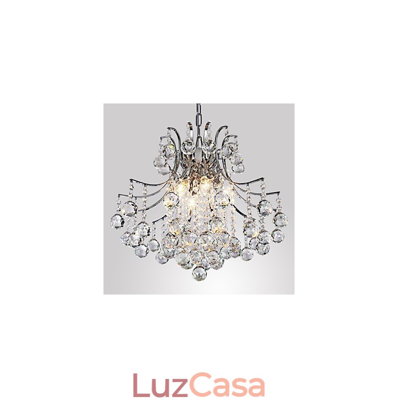 Luminária pendente de luxo moderna em cristal com 6 luzes