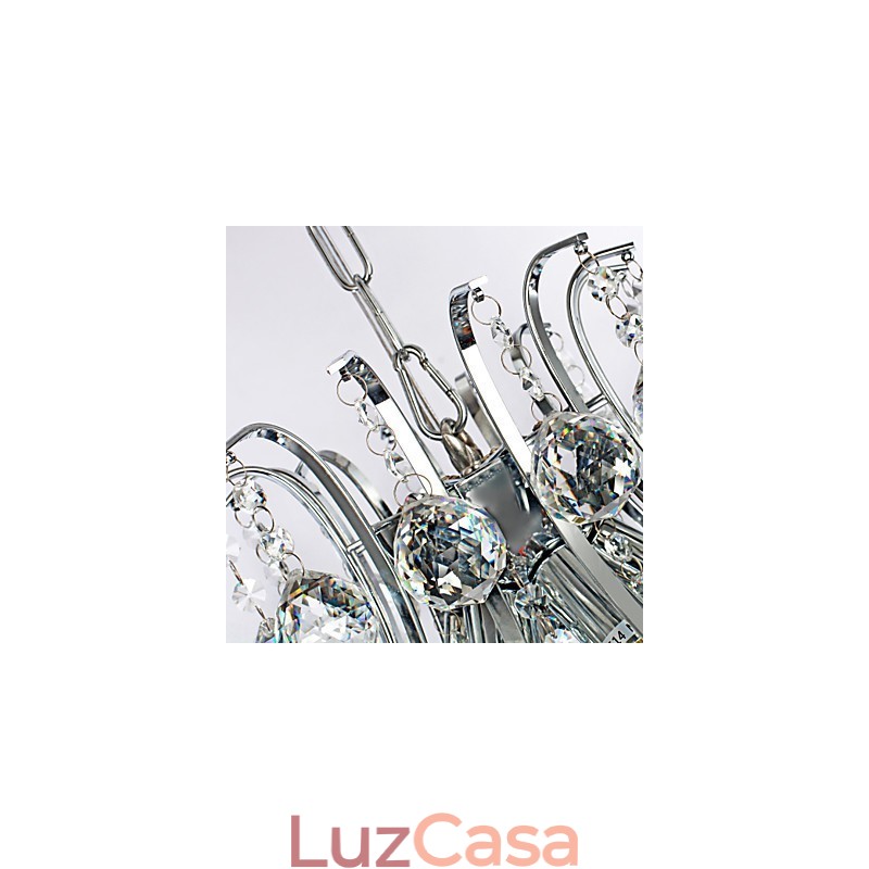 Luminária pendente de luxo moderna em cristal com 6 luzes