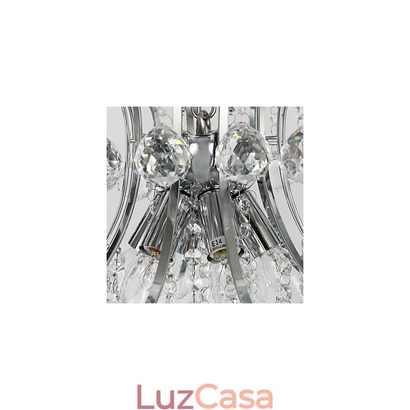 Luminária pendente de luxo moderna em cristal com 6 luzes
