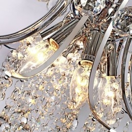 Luminária pendente de luxo moderna em cristal com 6 luzes