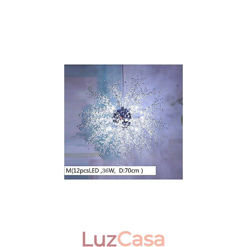 Lustre pendente de cristal globo em metal cromado
