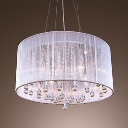 Moderno contemporâneo tambor cristal galvanizado metal pingente luz