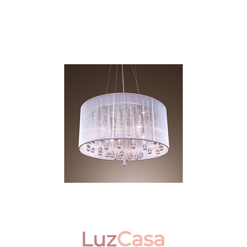 Moderno contemporâneo tambor cristal galvanizado metal pingente luz