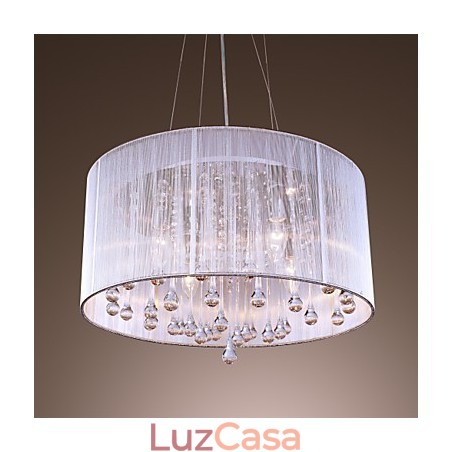 Moderno contemporâneo tambor cristal galvanizado metal pingente luz