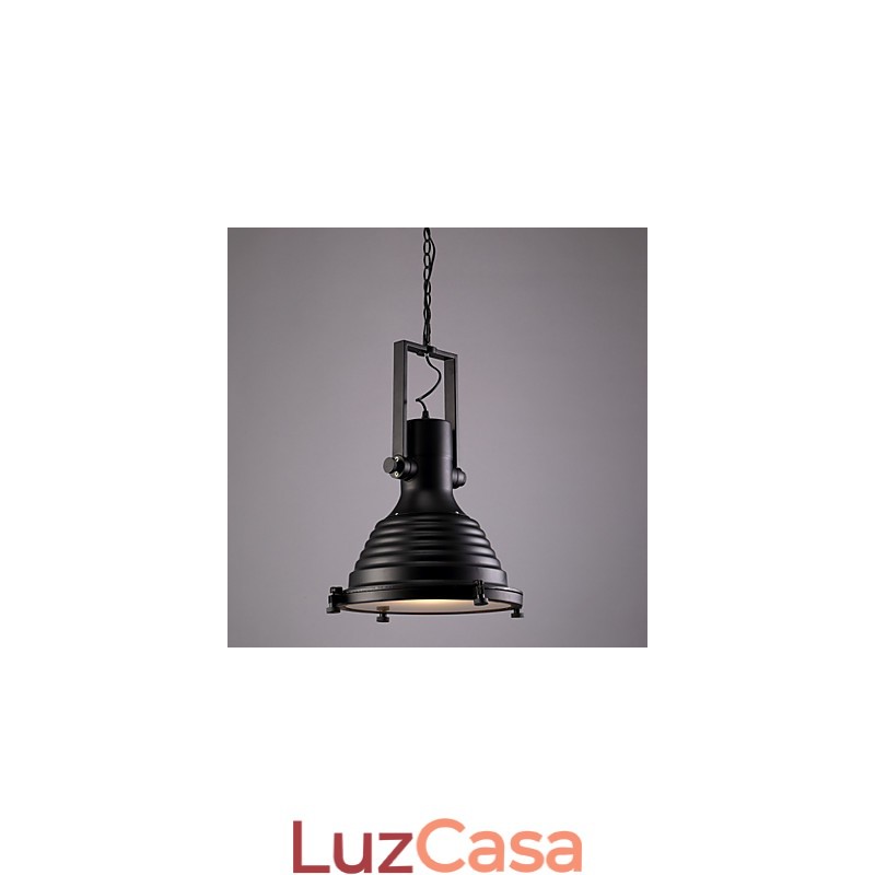 Luminária pendente de ferro retrô preta e cúpula de vidro