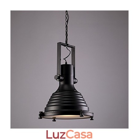 Luminária pendente de ferro retrô preta e cúpula de vidro Luminária pendente de ferro retrô preta e cúpula de vidro