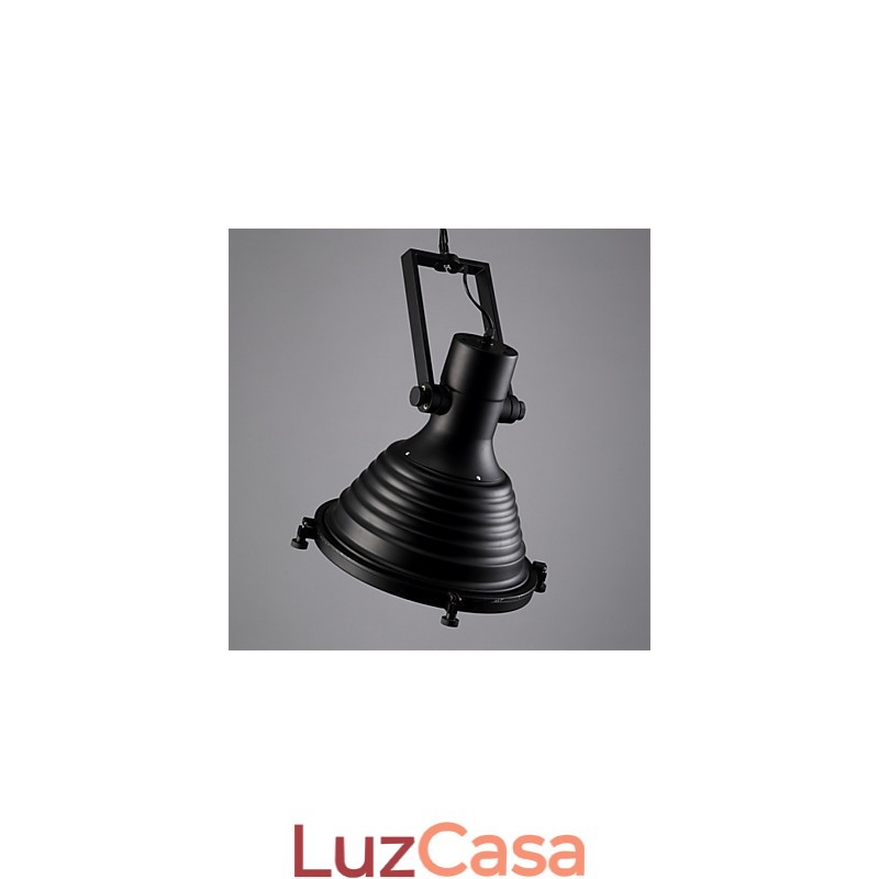 Luminária pendente de ferro retrô preta e cúpula de vidro