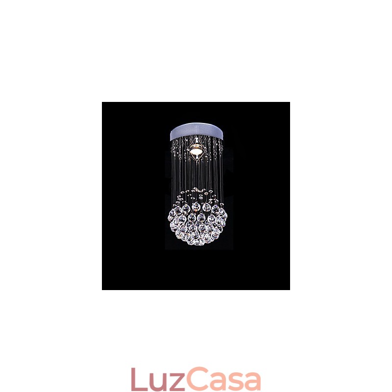 Lustre de cristal moderno contemporâneo galvanizado de metal com montagem embutida