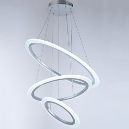 Luminárias pendentes de acrílico, lustre, iluminação de teto com 3 anéis DIY