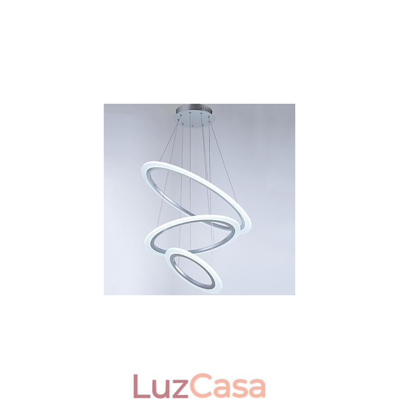 Luminárias pendentes de acrílico, lustre, iluminação de teto com 3 anéis DIY