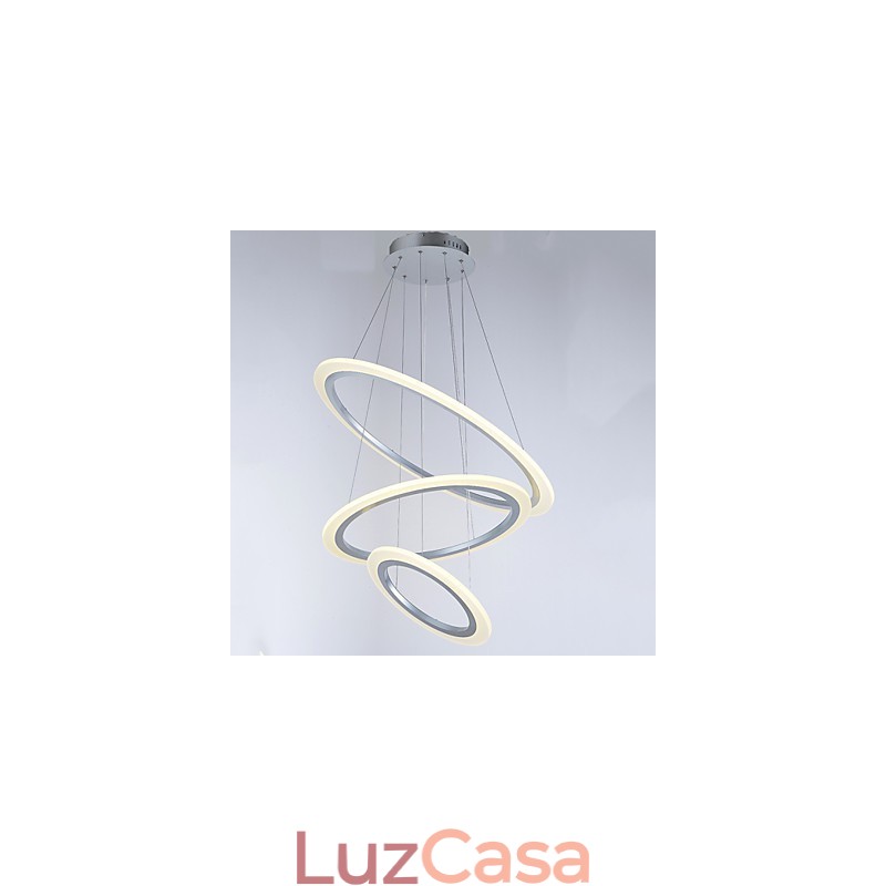 Luminárias pendentes de acrílico, lustre, iluminação de teto com 3 anéis DIY