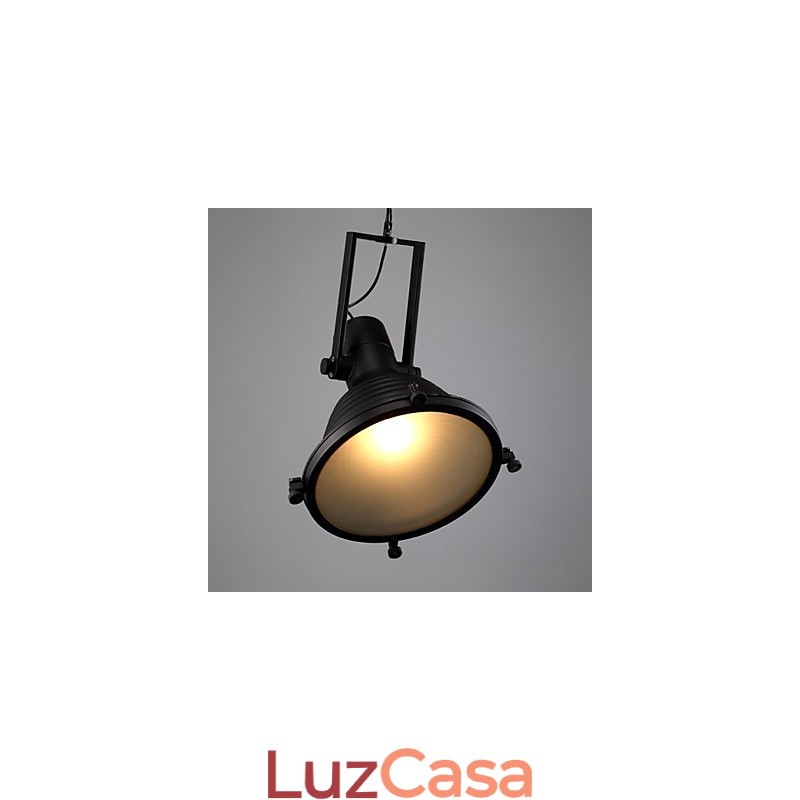Luminária pendente de ferro retrô preta e cúpula de vidro