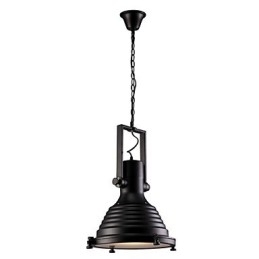 Luminária pendente de ferro retrô preta e cúpula de vidro