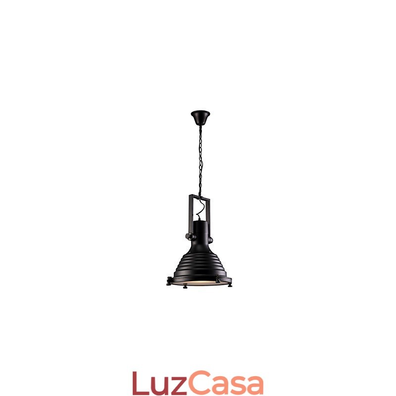 Luminária pendente de ferro retrô preta e cúpula de vidro