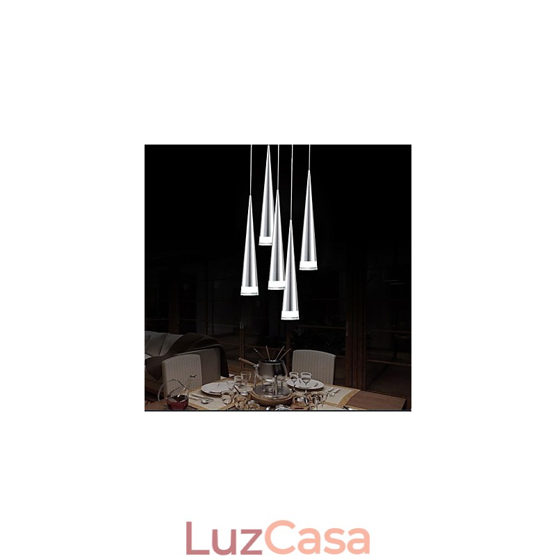 Luminária pendente moderna contemporânea em metal cromado