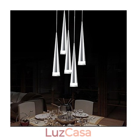Luminária pendente moderna contemporânea em metal cromado Luminária pendente moderna contemporânea em metal cromado