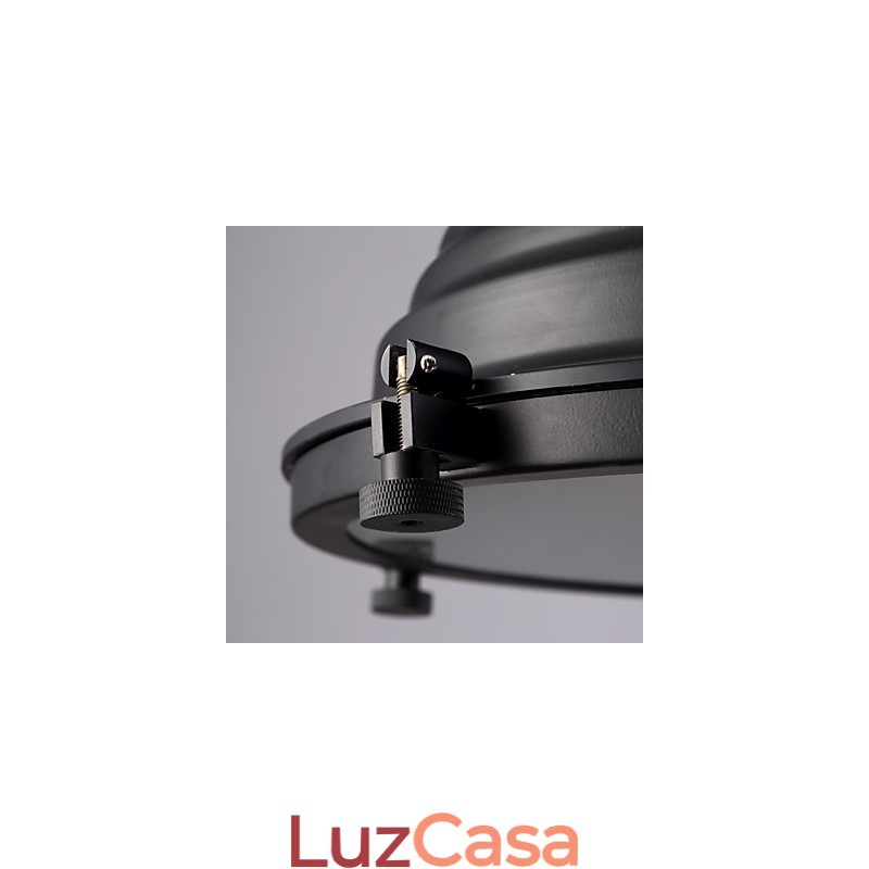 Luminária pendente de ferro retrô preta e cúpula de vidro