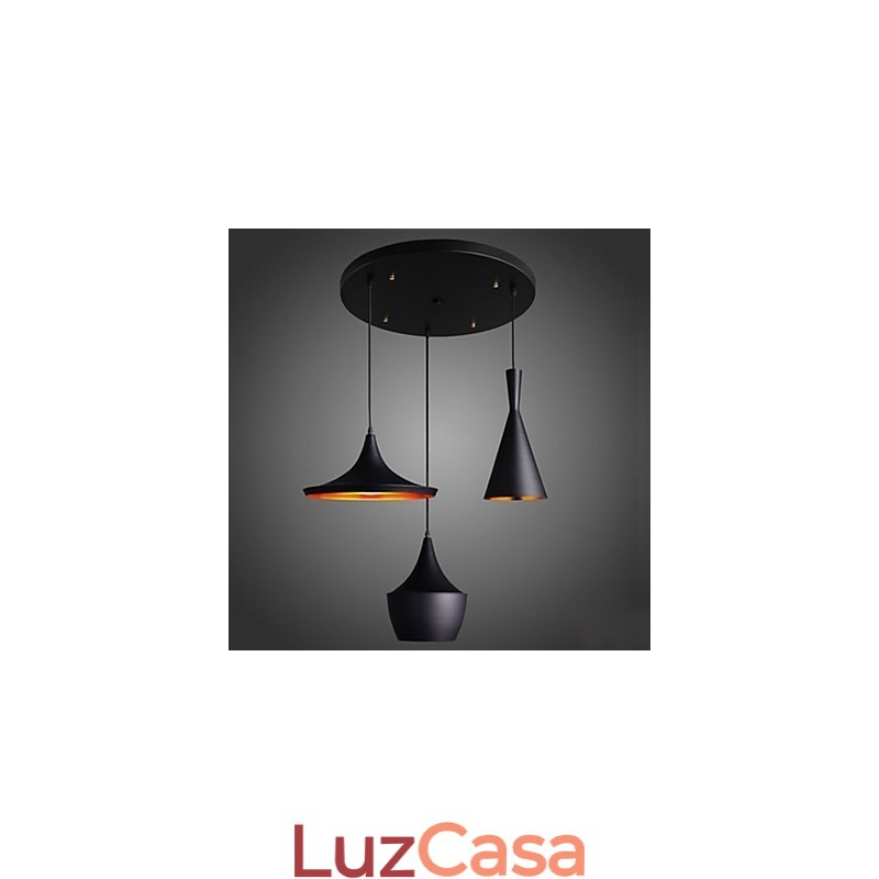 Luminária pendente aerodinâmica em preto