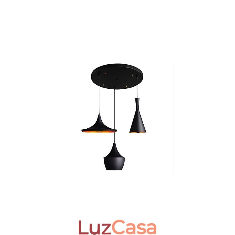 Luminária pendente aerodinâmica em preto