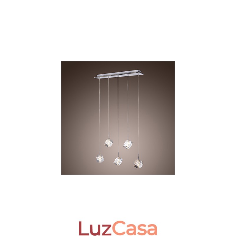 Luminária pendente moderna contemporânea de cristal cromado