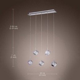 Luminária pendente moderna contemporânea de cristal cromado