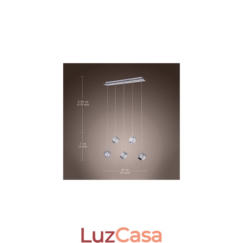 Luminária pendente moderna contemporânea de cristal cromado