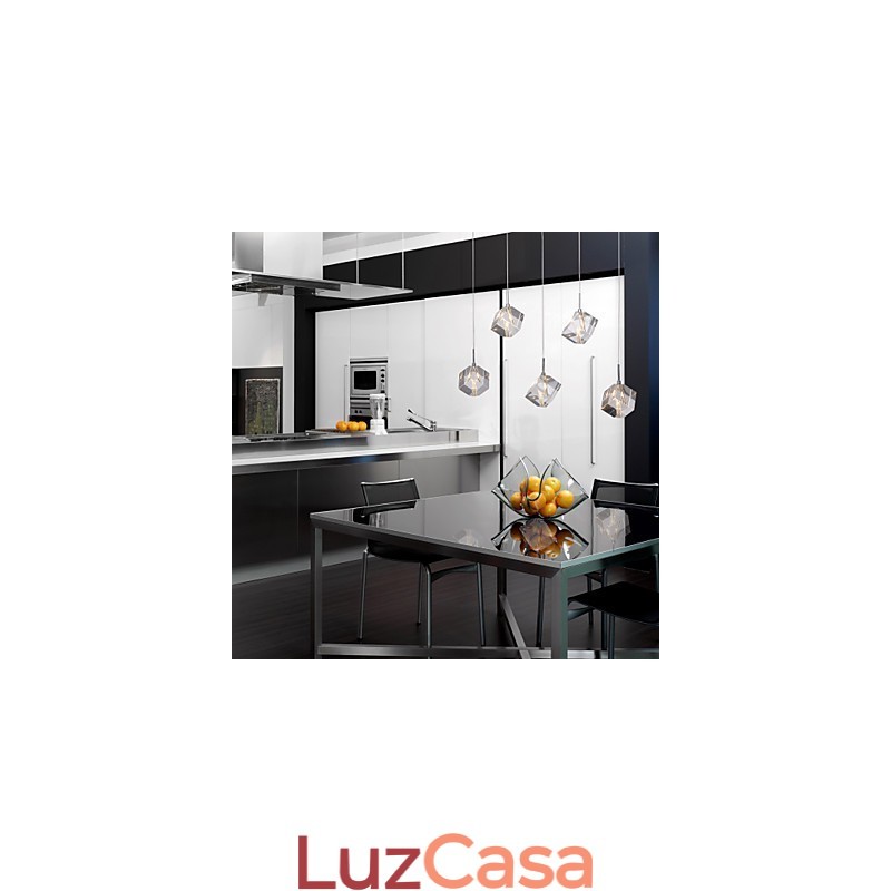 Luminária pendente moderna contemporânea de cristal cromado