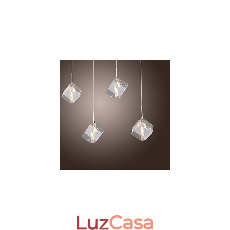 Luminária pendente moderna contemporânea de cristal cromado
