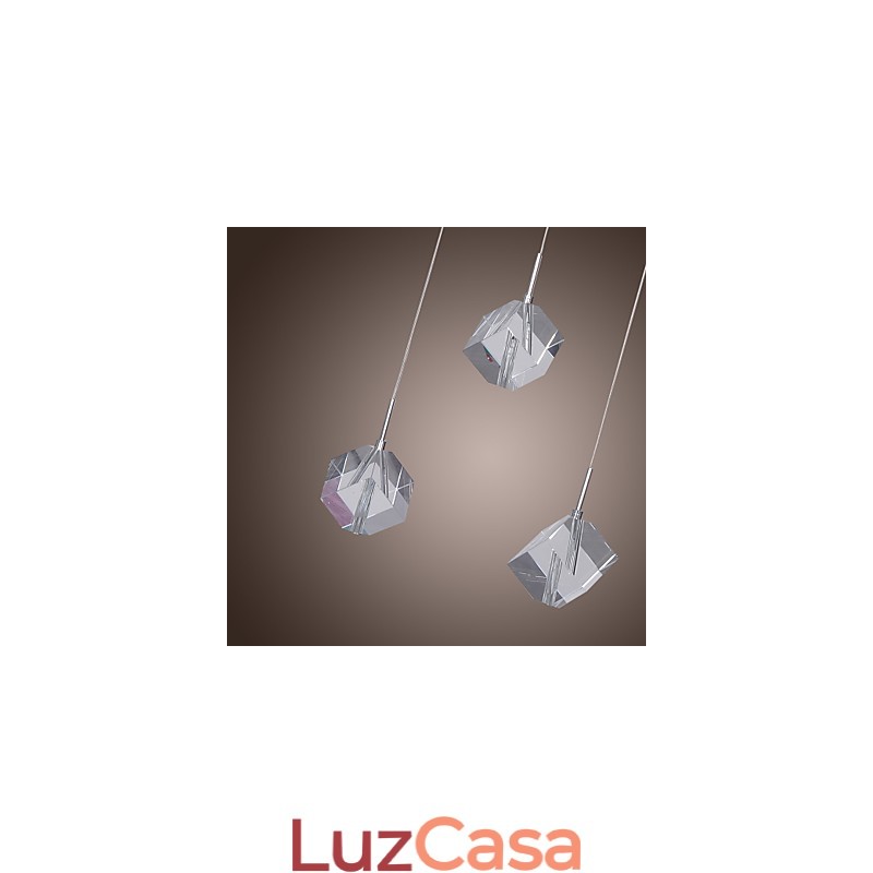 Luminária pendente moderna contemporânea de cristal cromado