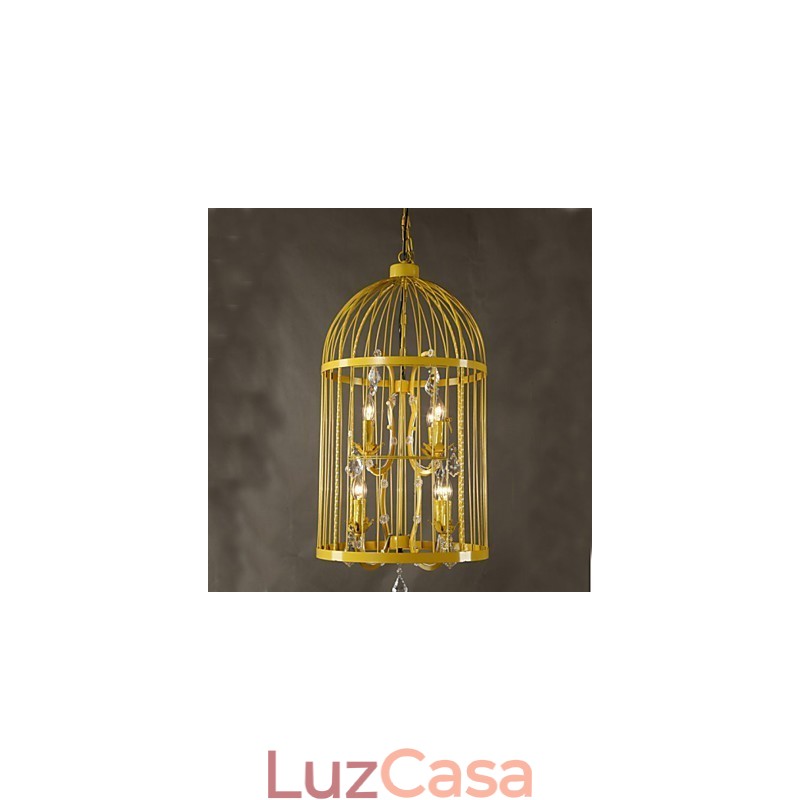 Vintage Ferro Gaiola Escada Lâmpada Lustre Cristal A