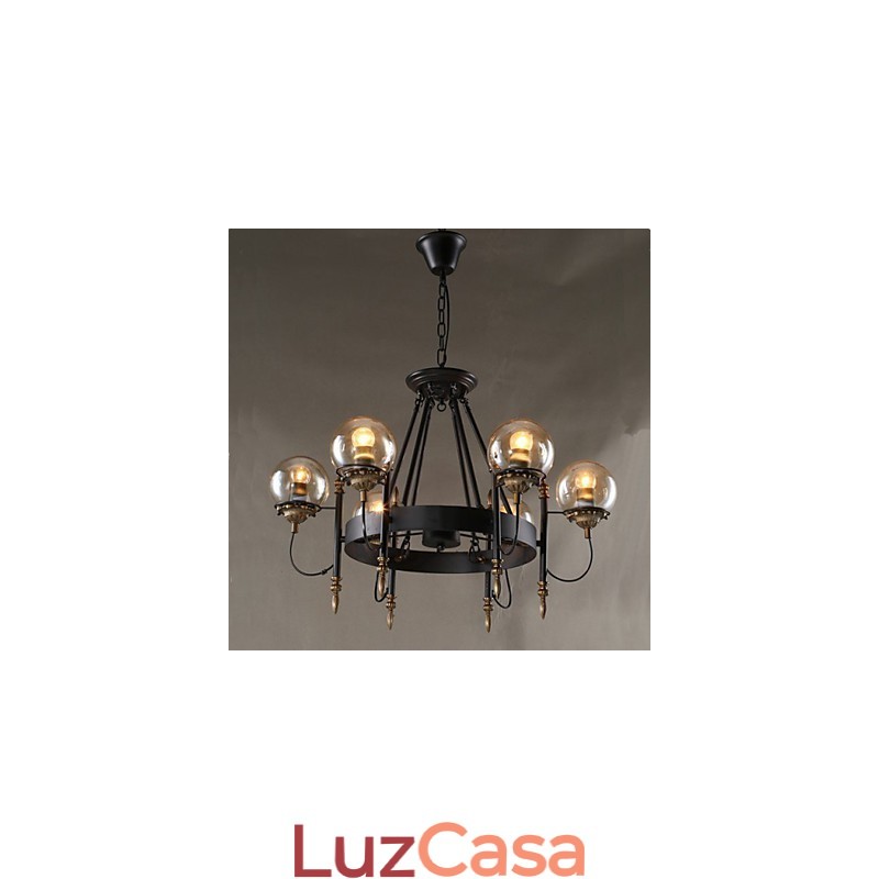 Lustre de vidro artístico redondo com esfera de feijão