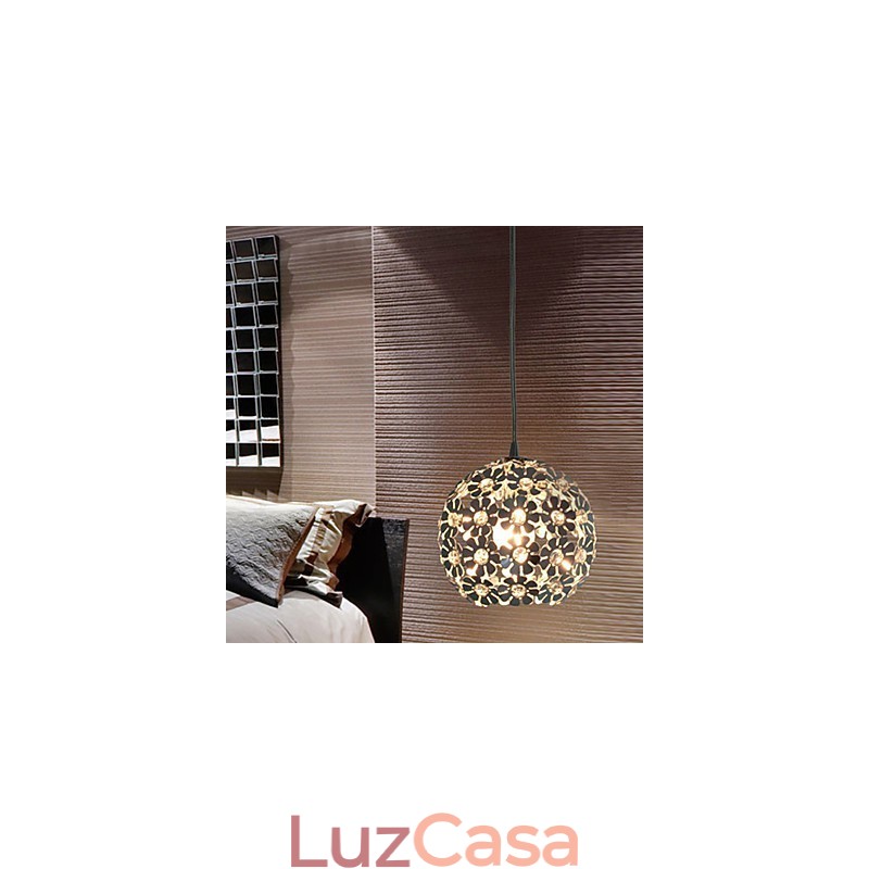 Luminária pendente moderna contemporânea em cristal globo estilo mini galvanizada
