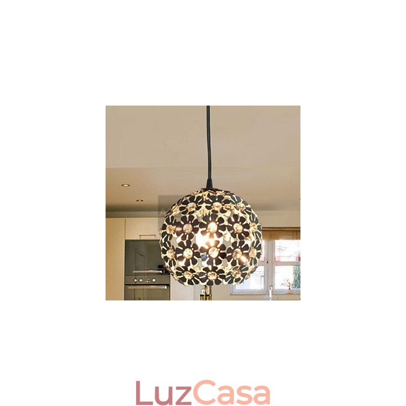 Luminária pendente moderna contemporânea em cristal globo estilo mini galvanizada
