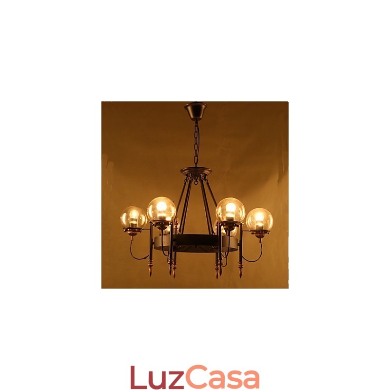 Lustre de vidro artístico redondo com esfera de feijão